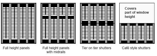 types of regular style wooden plantation shutters