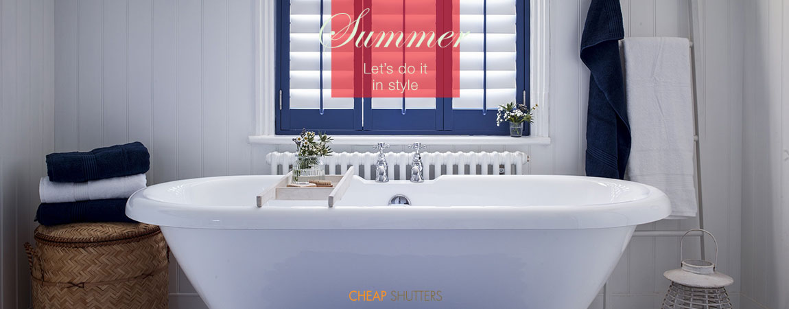 Lets do summer in style with blue bathroom shutters from Cheap Shutters